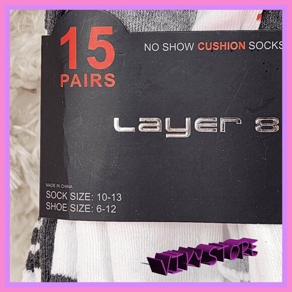 💕 NWT Layer 8 No Show Cushion Socks 15 Pairs Comfort Fit #7175 💕 - Picture 3 of 5